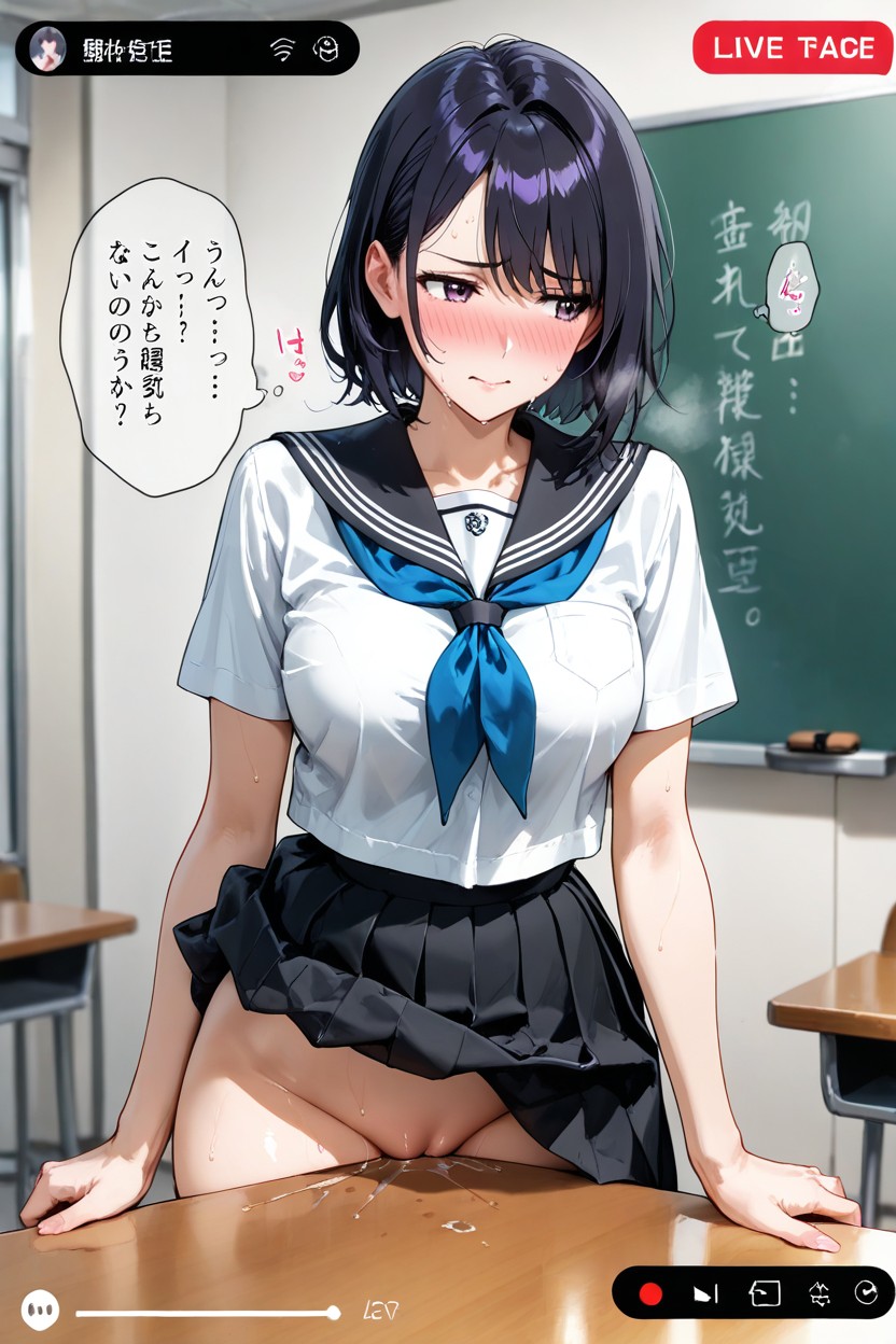 Nose Blush, Cumming, Table Edge Humping Hentai AI Porn