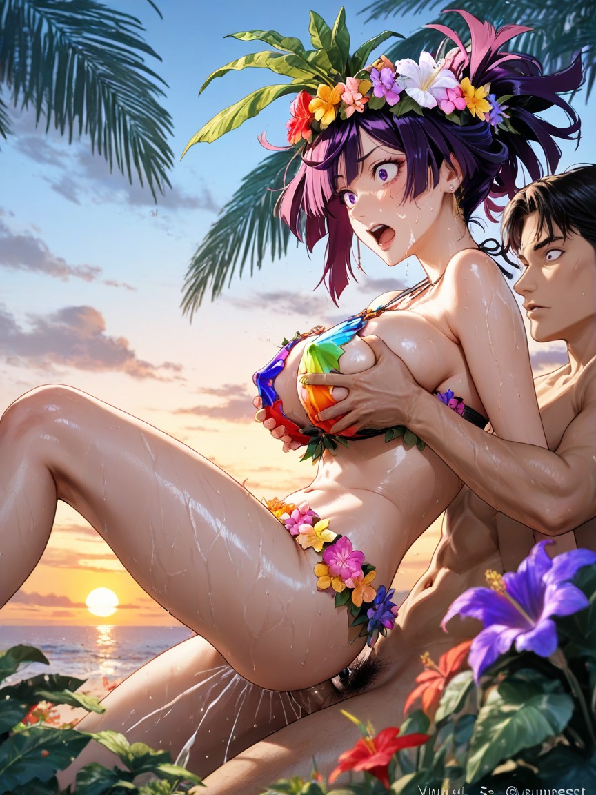 Colorful Monster Plants, Large Plants In Foreground, Scenery Hentai AI Porn