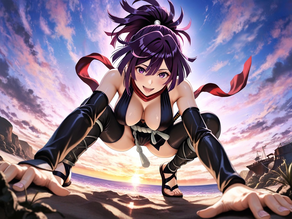 Yuzuriha From Hell’s Paradisev Jigokuraku, 25+, Island Beach Line Hentai AI Porn