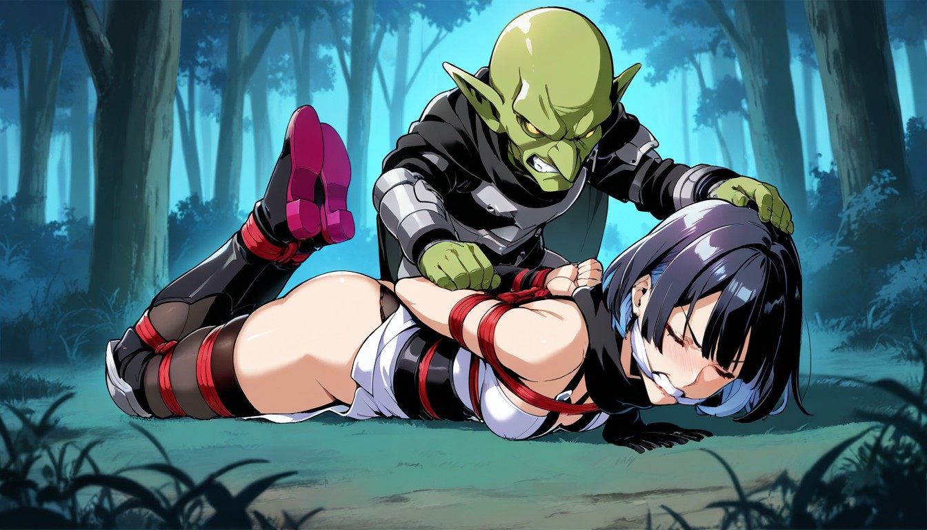 Grey Armor, Front Of Goblin, Bobcut Hentai AI Porn