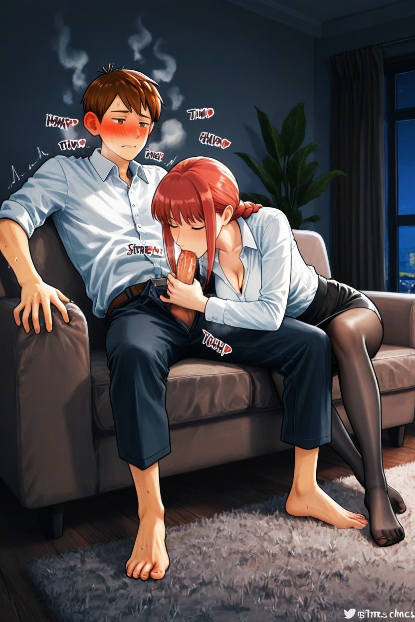 Makima Twice The Size Of Male, Side By Side, Femdom Hentai AI Porn