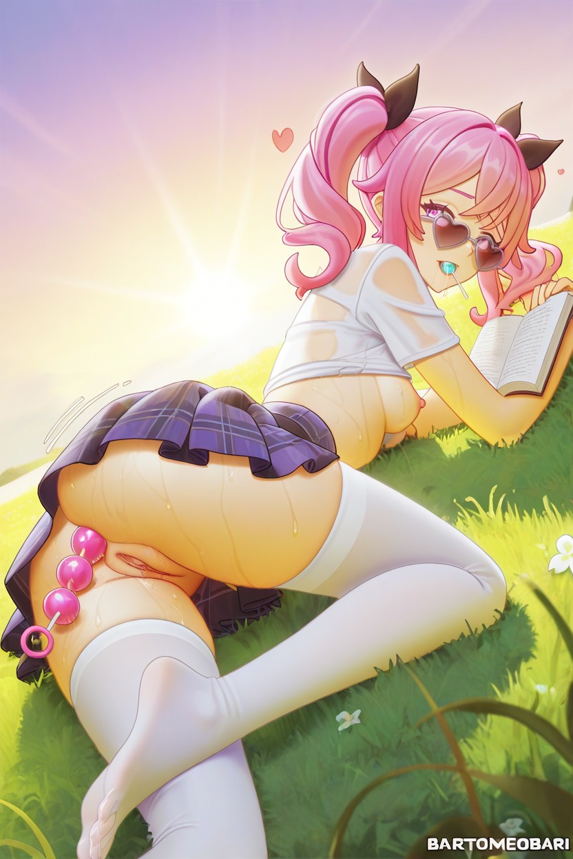 Hair Fringe, Skirt, Holding A Book Hentai AI Porn
