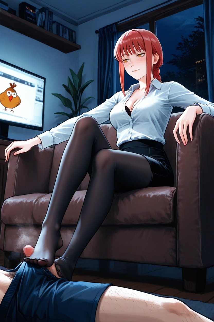 Watching Tv, Full Body View, Panties Pushed Aside Hentai AI Porn