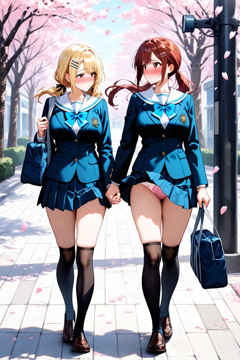 Embarrassed , 18+, Skirt Tug Hentai AI Porn