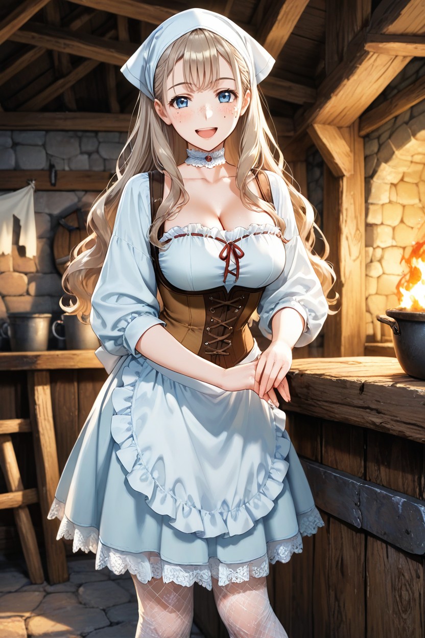 Waist Shot, White Lace Stockings, In A Medieval Tavern Hentai AI Porn