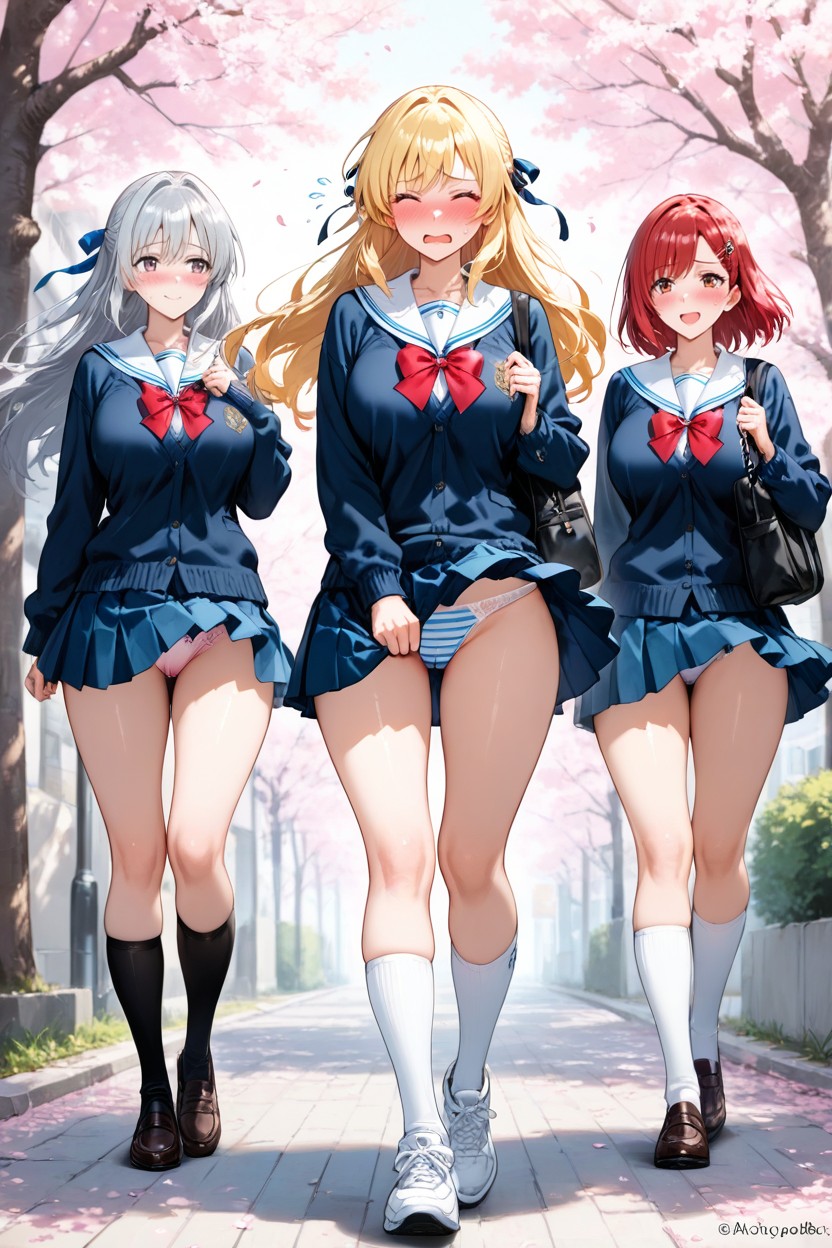 Three Women, Chatting Face To Face, Trio Hentai AI Porn