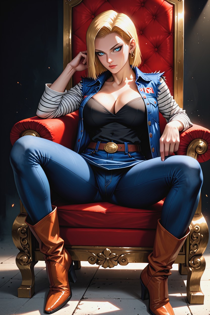 Blue Denim Skirt, Immersive Environment, Detailed Eyes Hentai IA