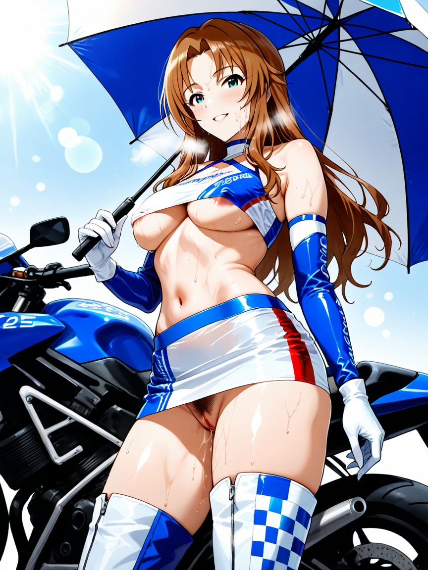 Race Queen Thigh Long Boots, Up Skirt, Foggy Hentai AI Porn