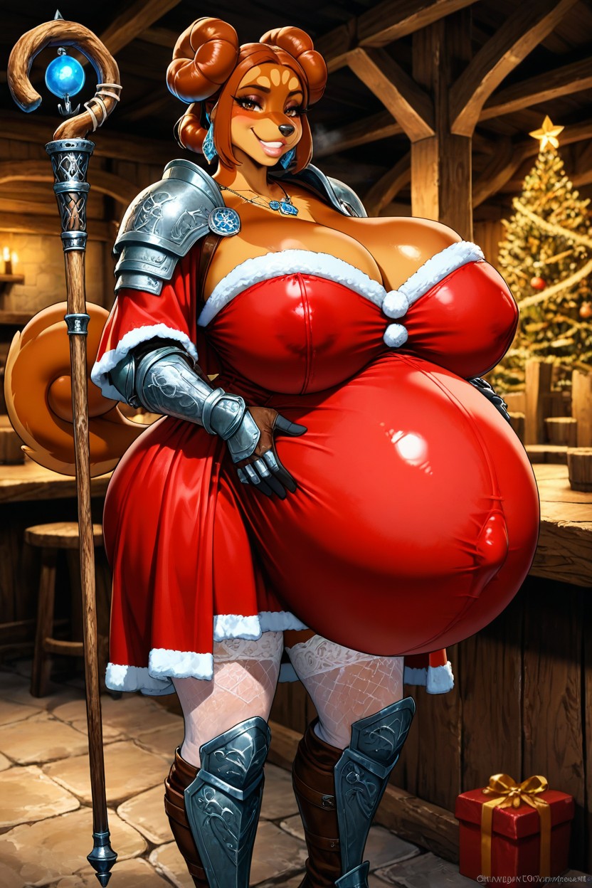 Gigantic Round Belly, Gigantic Perfect Boobs, Earrings Hentai AI Porn