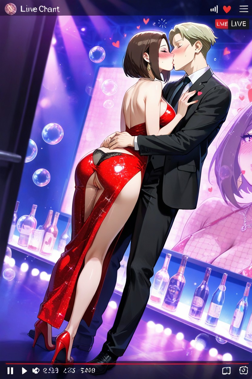 Red Lipstick, Nightclub, Livestream Hentai AI Porn