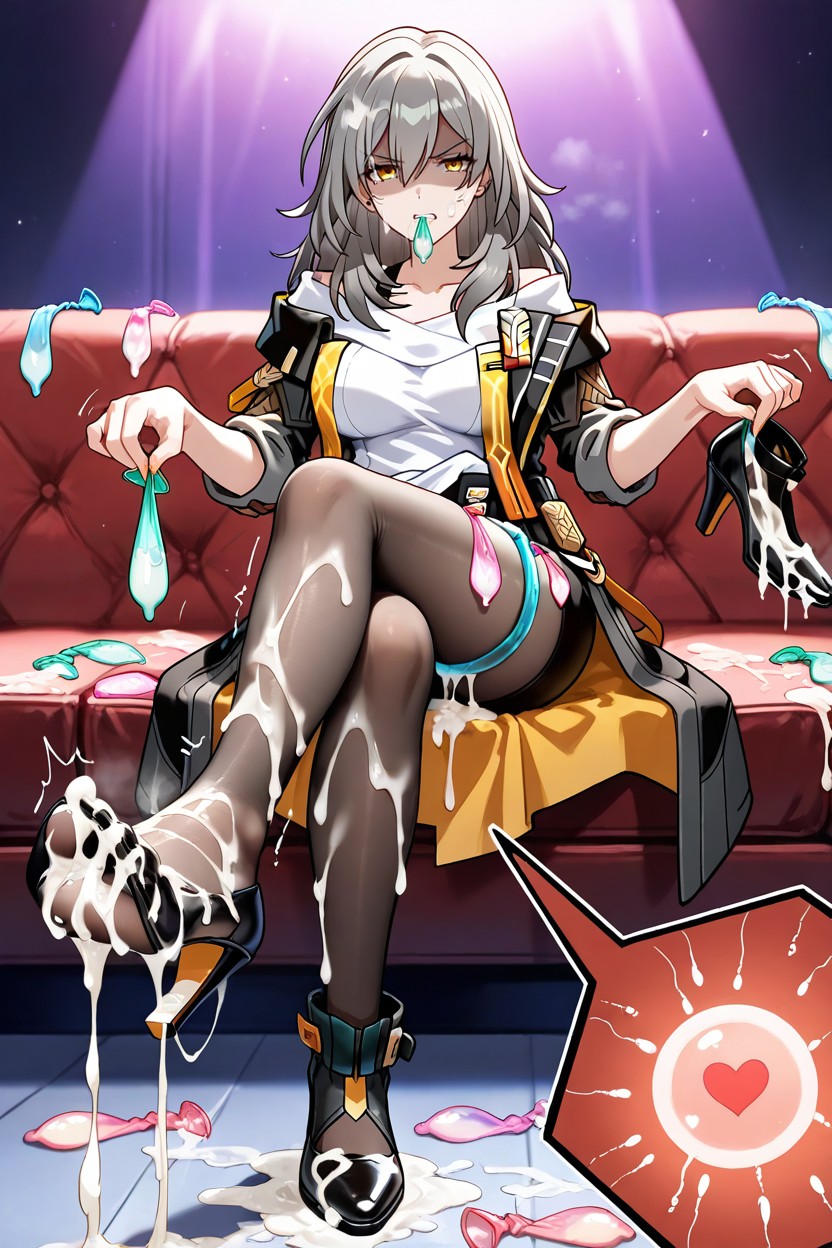 After Sex, Holding A Used Condom In Hands, Scowl Hentai AI Porn