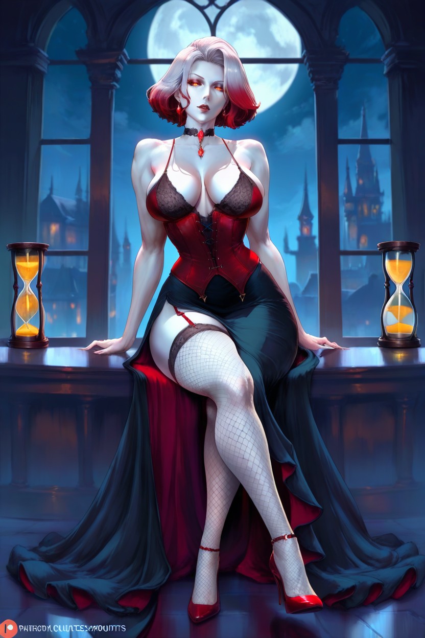 Hourglass, Beautiful Elegant Face, Depth Of Field Hentai AI Porn