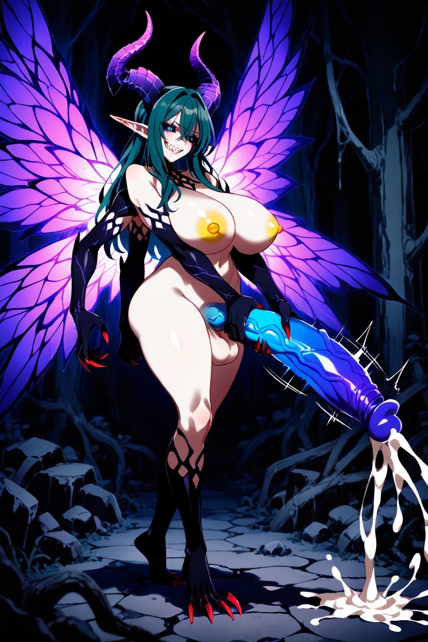 Enchanted Forest Glade With Ancient Stone Ruins, Feminine, Blue Eyes Hentai AI Porn