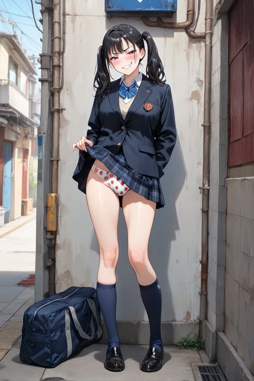 Girl, Back Alley, Dark Hair Hentai AI Porn