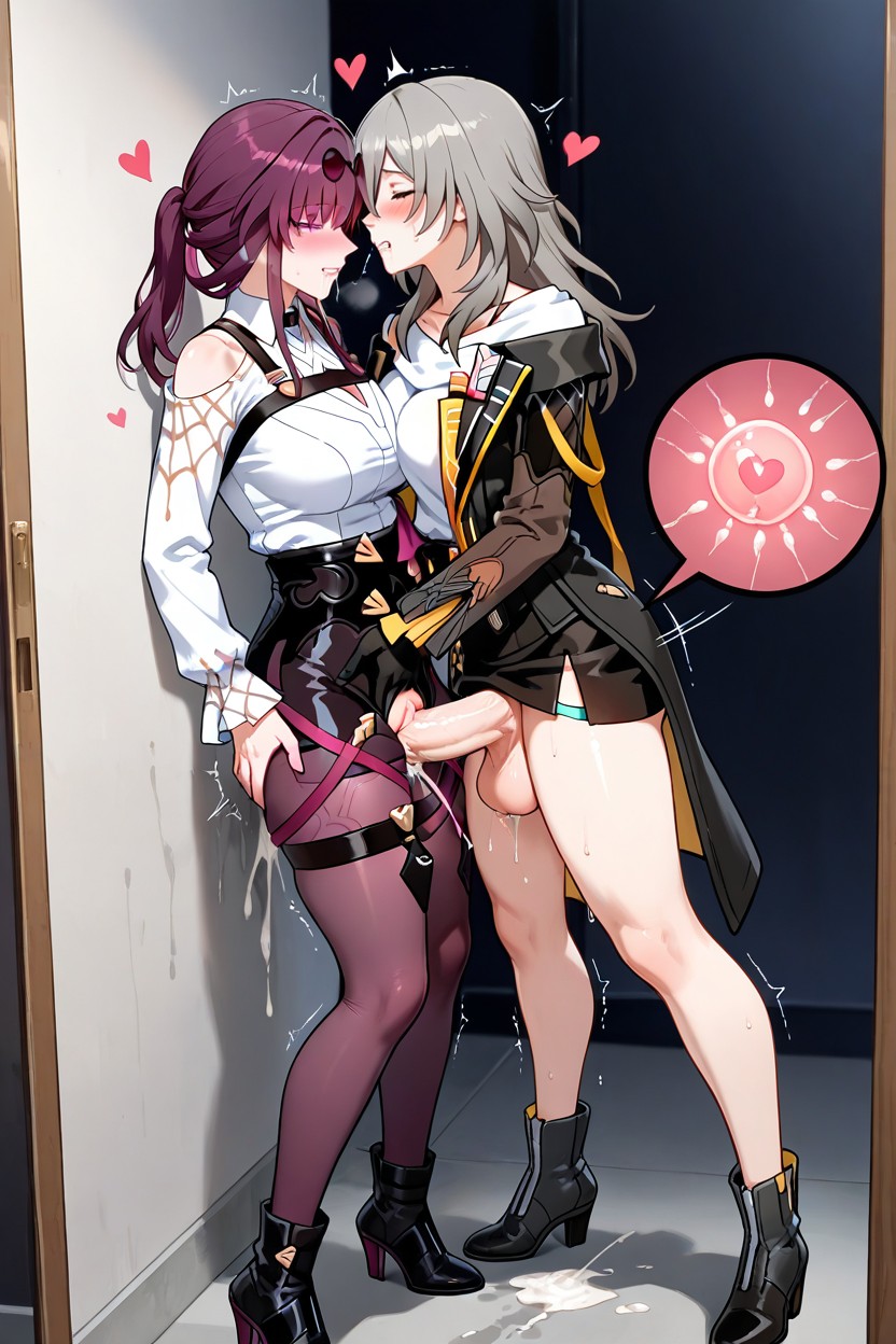 Standing Sex, Creampie, Cleavage Hentai AI Porn