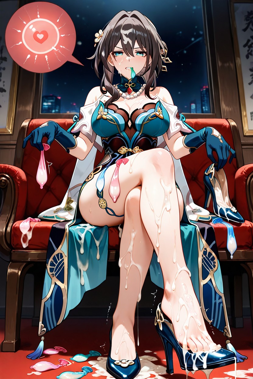 Used Condom, Swallowing Semen, Semen Soaked High Heels Hentai AI Porn