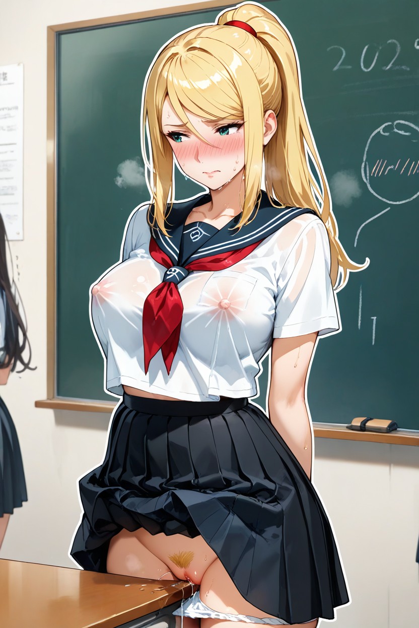 Humping In The Corner Of The Table, Solo Focus, Looking Away Hentai AI Porn