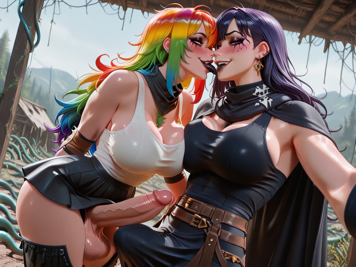 Skirt, Elbow Pads, Thick Tongue Hentai AI Porn