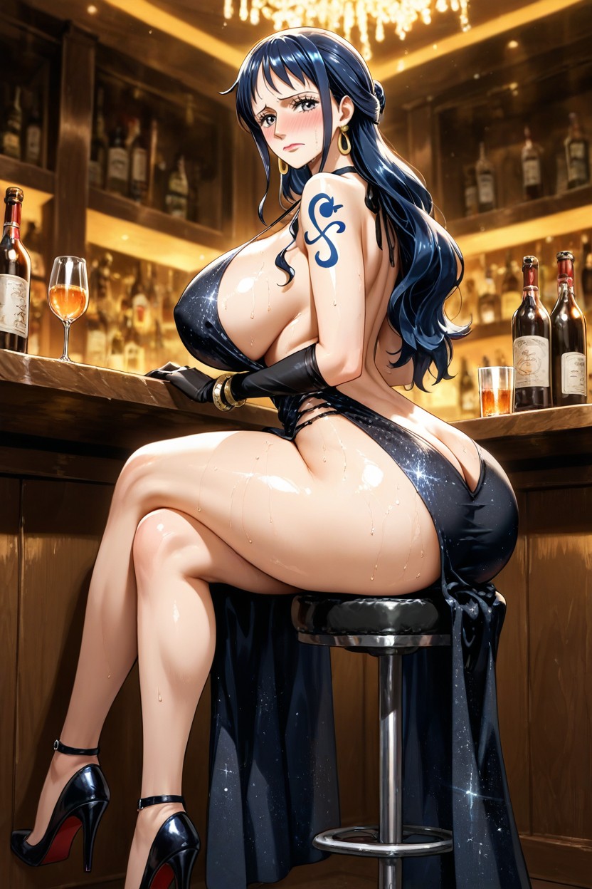 Evening Gown, Huge Breasts, Halter Dress Hentai AI Porn