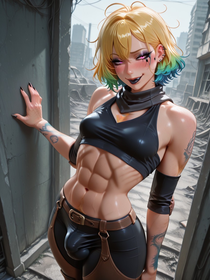 Futanari, Back Hair, Crop Top Hentai AI Porn
