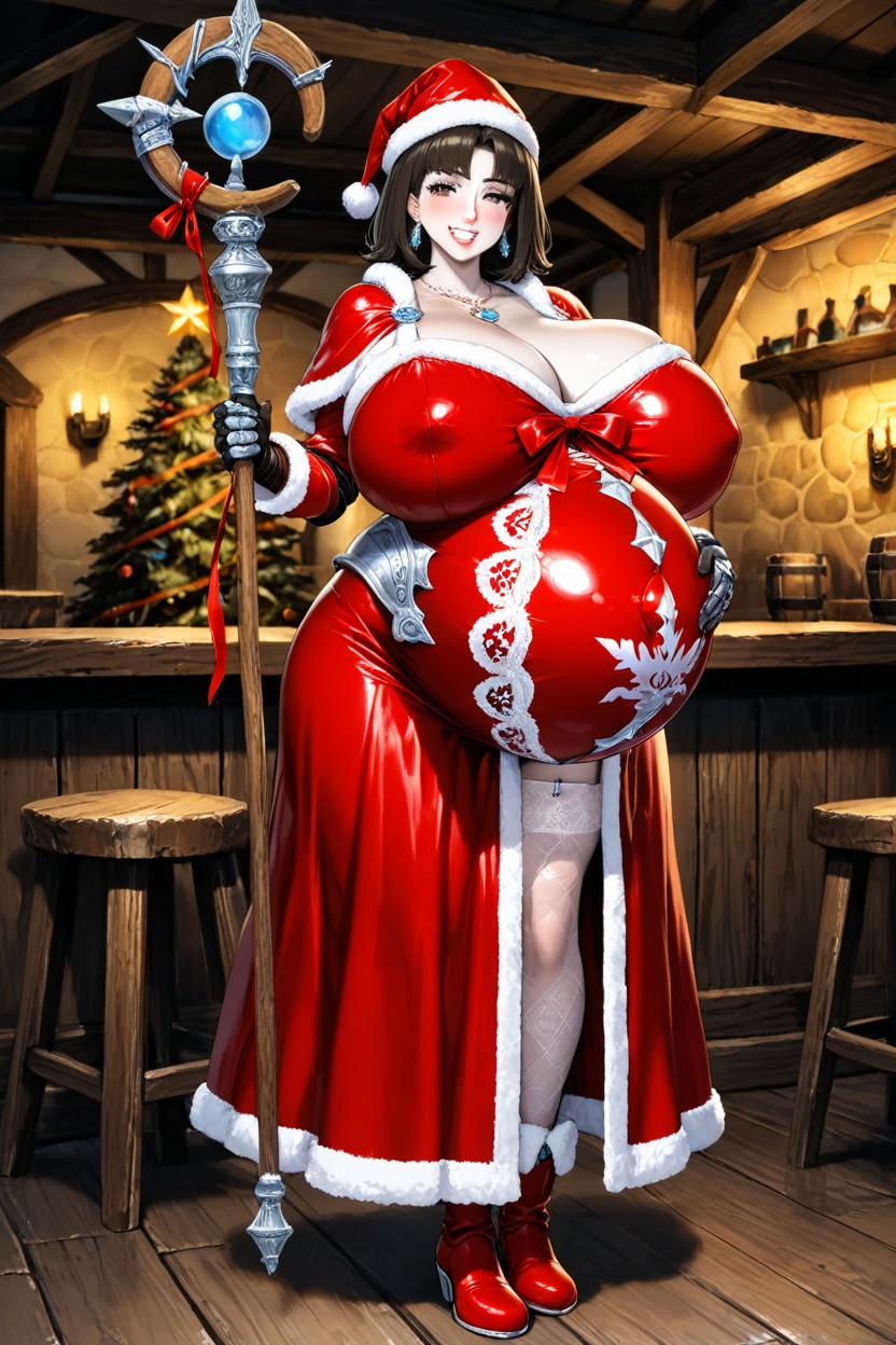 Red Slutty Dress, Thick Lips, Smile Hentai AI Porn
