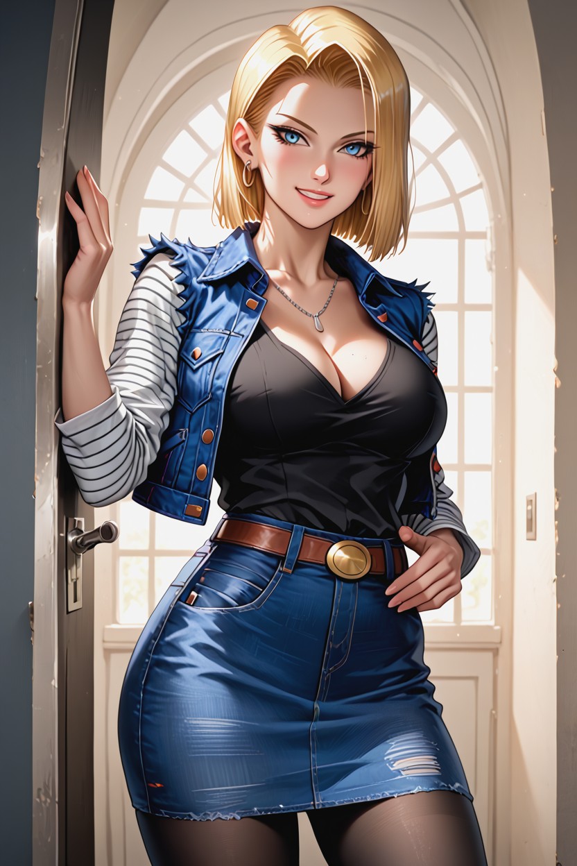 Hyperrealistic, Android From Dragon Ball, Casual Standing Pose Hentai IA
