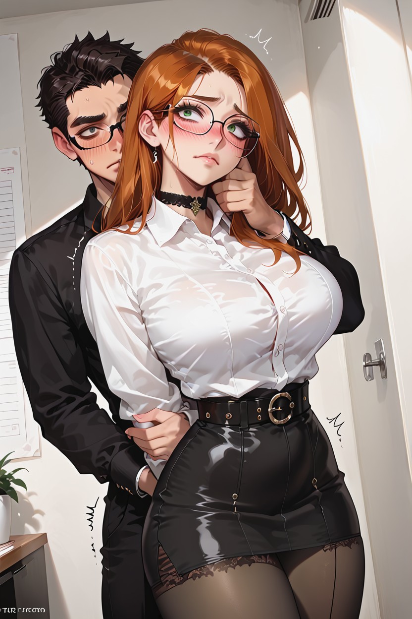 Turning Face Away, Black Tight Skirt, Perfect Body Hentai AI Porn