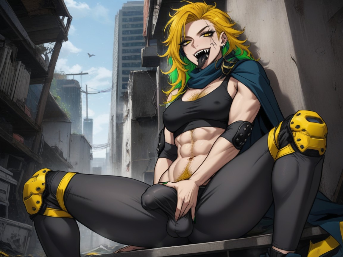 Futanari, Abandoned City, Back Hair Hentai IA