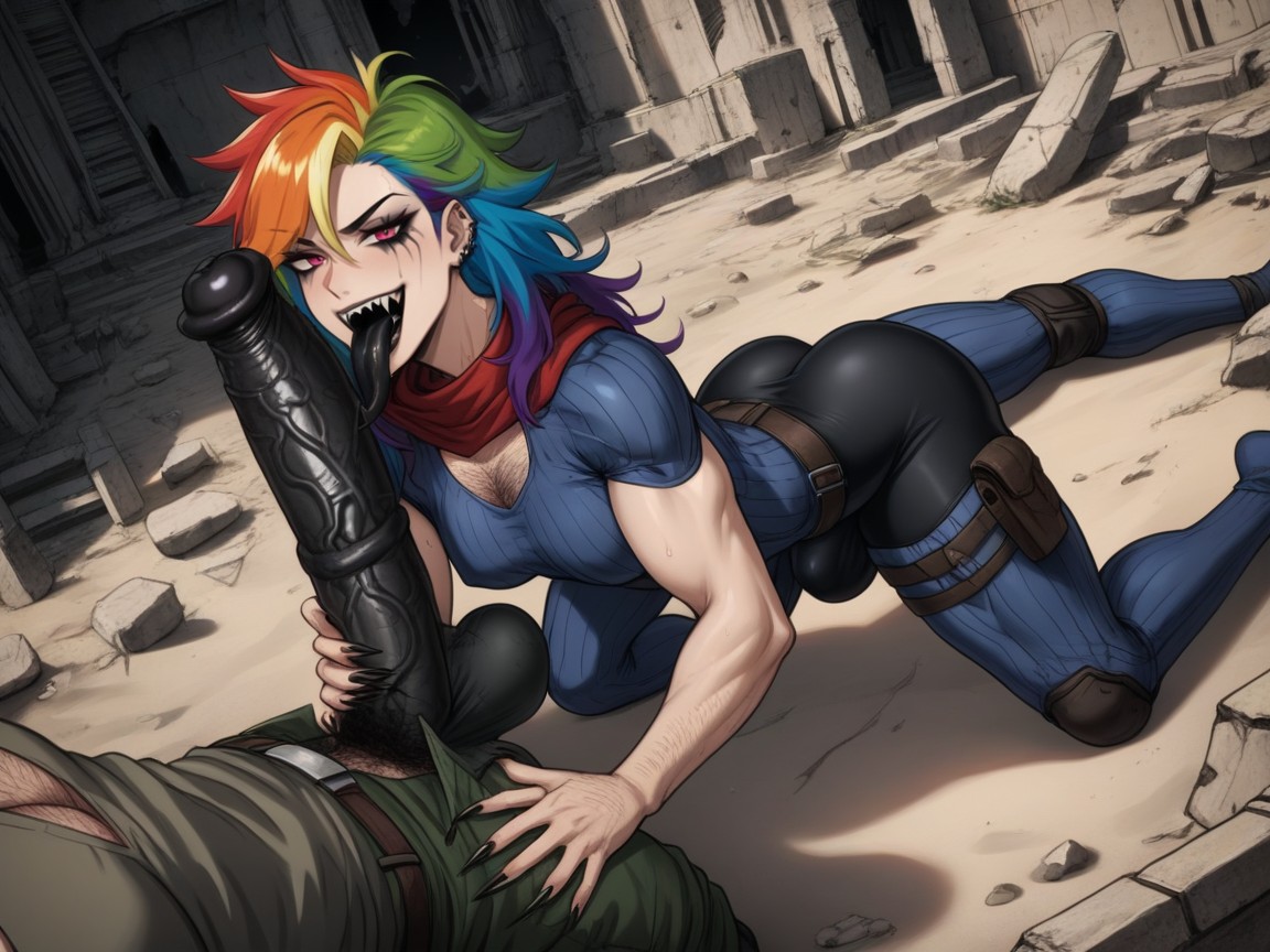 Chest Hair, Claws, Pelo Multicolor Hentai IA