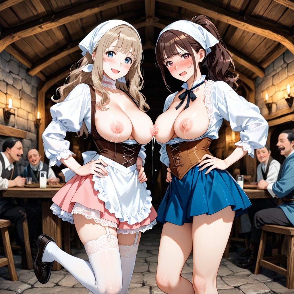 White Frilly Choker With Ribbon On Neck, Red Neck Ribbon, Black Neck Ribbon Hentai AI Porn