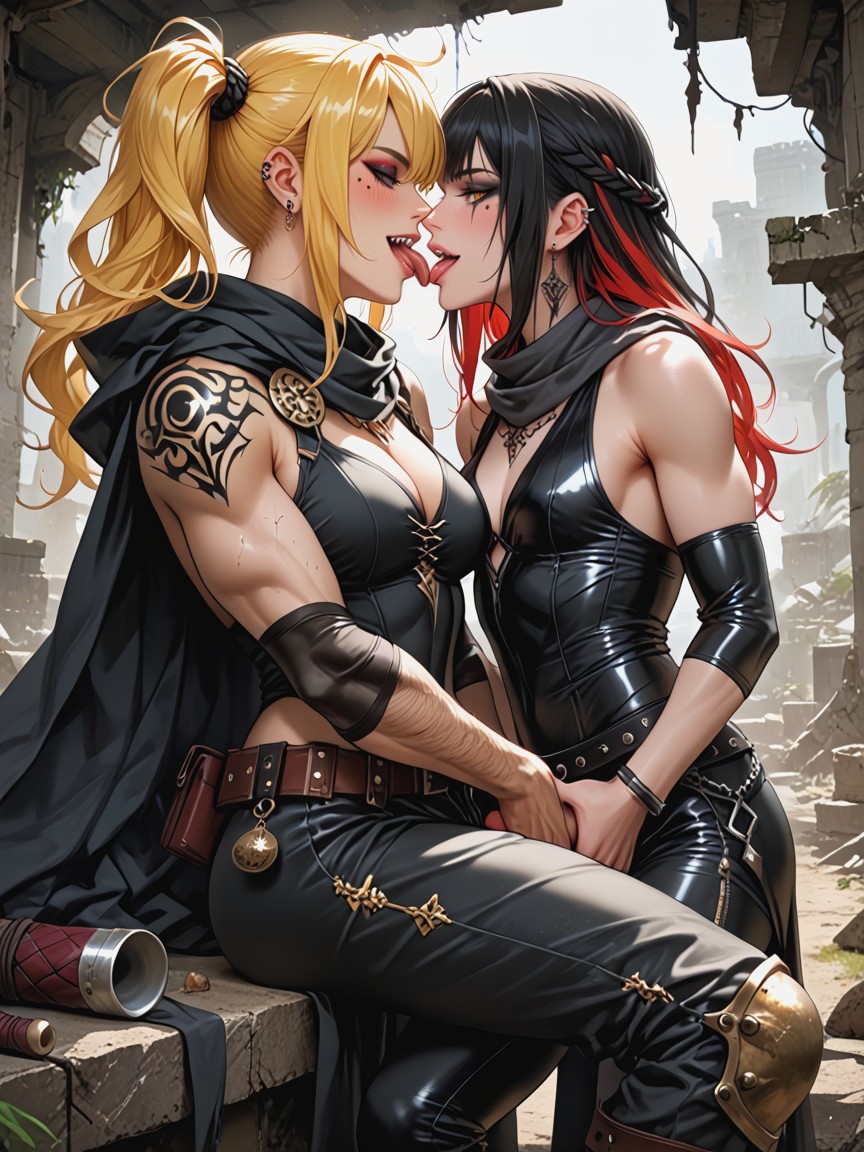 Side Ponytail, Claws, Body Hair Hentai IA