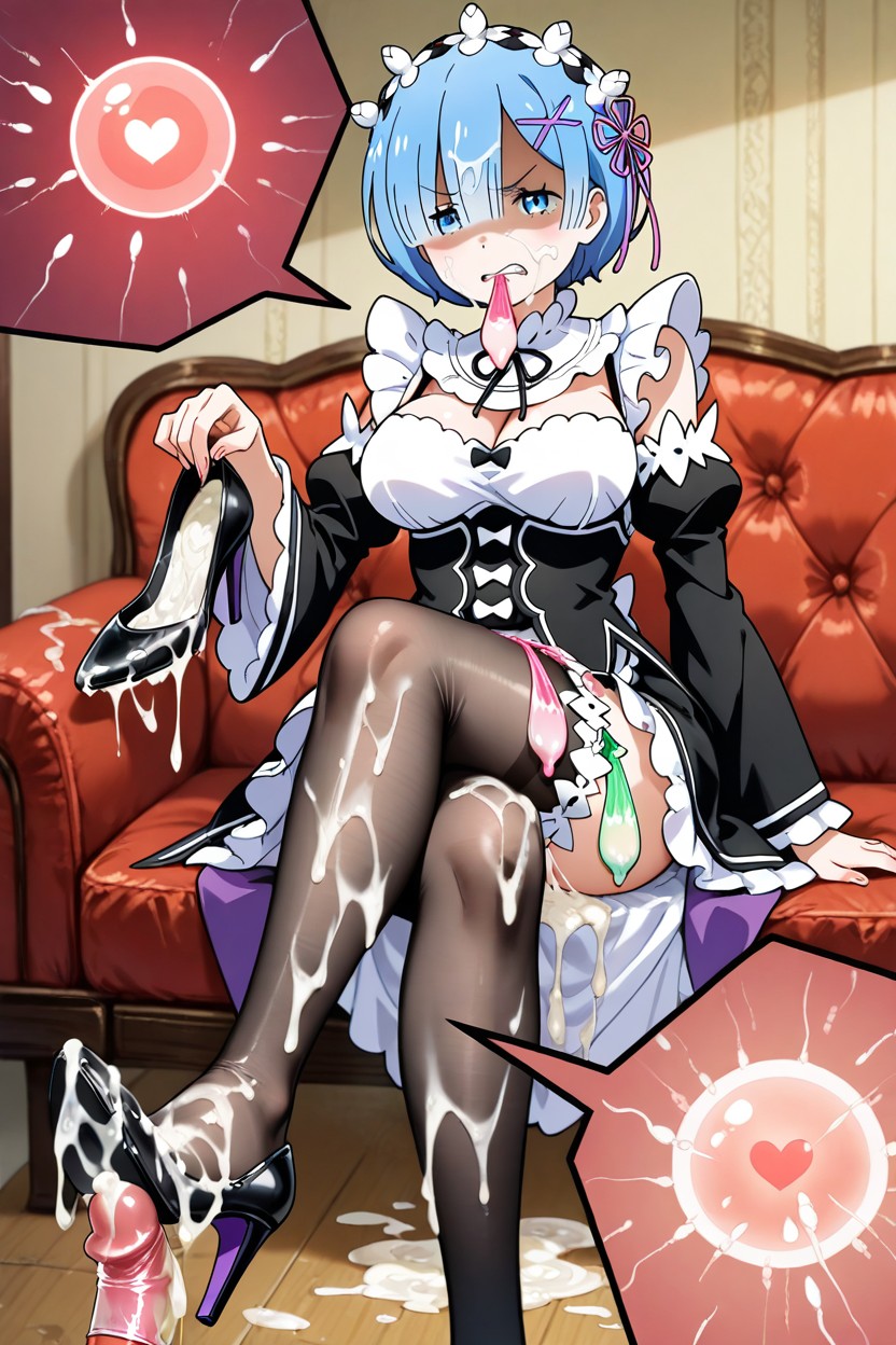 Swallowing Semen, Motion Lines, Cum On Penis Hentai AI Porn