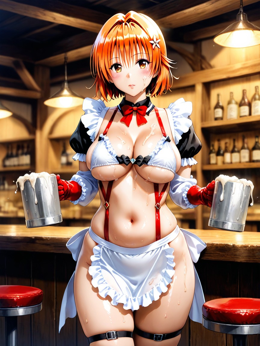 Crowded Bar, Thighs Out Bending Over, Amazing Quality Hentai AI Porn
