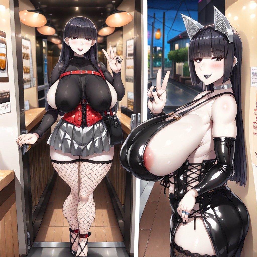 Black Stiletto Nails, Black Bag, Teeth Visible When Smiling Hentai AI Porn