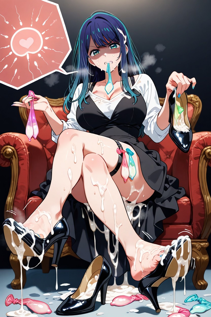 Sitting, Angry, Cum Everywhere Hentai AI Porn