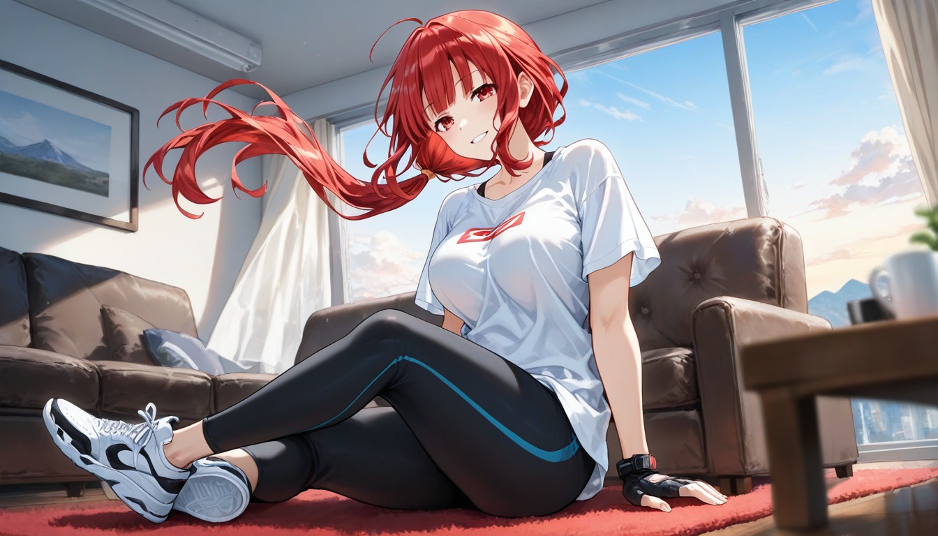 Yoga Cobra Pose Bhujangasana, Low Ponytail, Sneakers Hentai AI Porn
