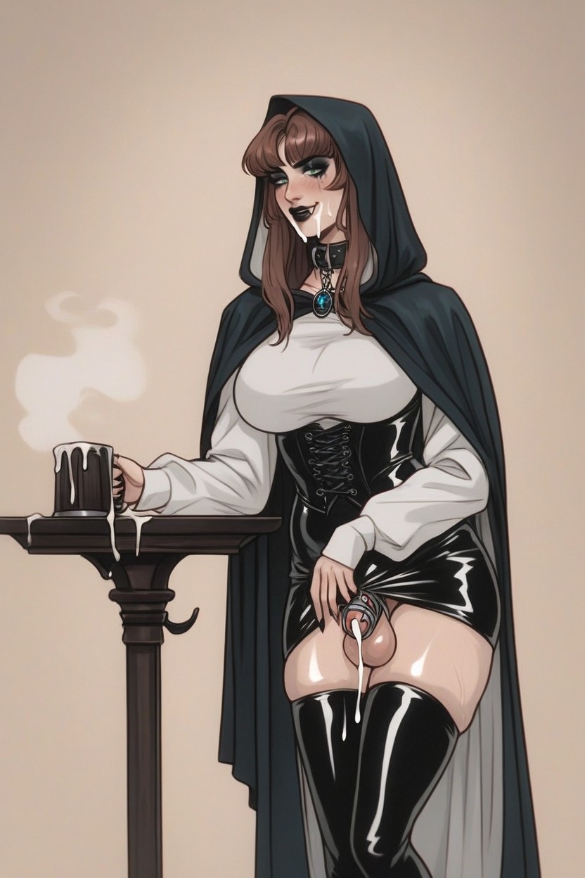 Latex Suit, Oiled Skin, Cock Chastisty Cage Hentai AI Porn
