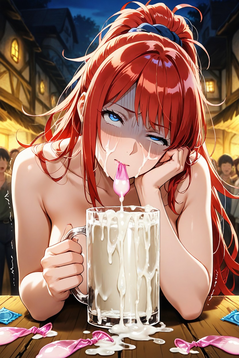 Long-length Red Hair, Imminent, Head Tilt Backwards Hentai AI Porn