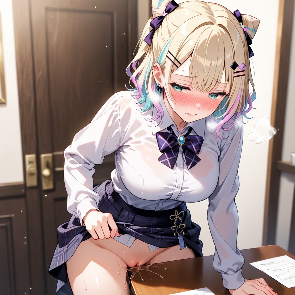 Pussy Pushed Forward, Nose Blush, Glowing Hentai AI Porn