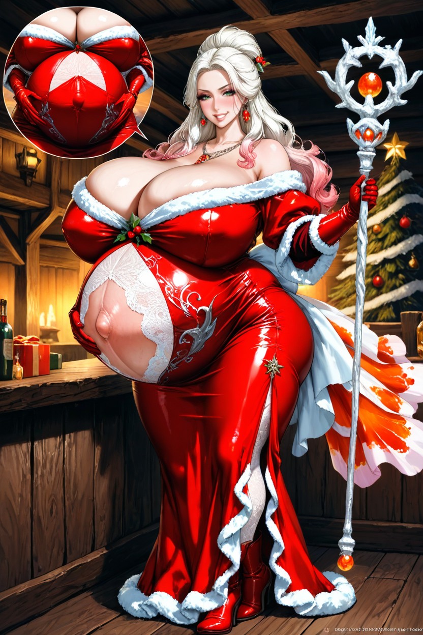 White Lace Stockings, Green Eyes, Fantasy Style Hentai AI Porn