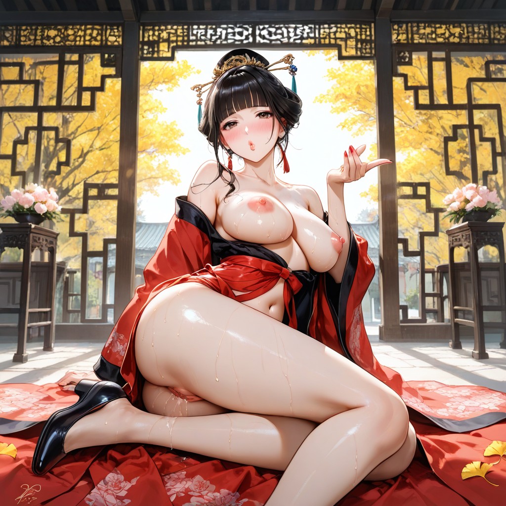 Breasts With Pink Puffy Nipples Exposed, Flower Pattern On Shoes, Medium Ass Hentai AI Porn