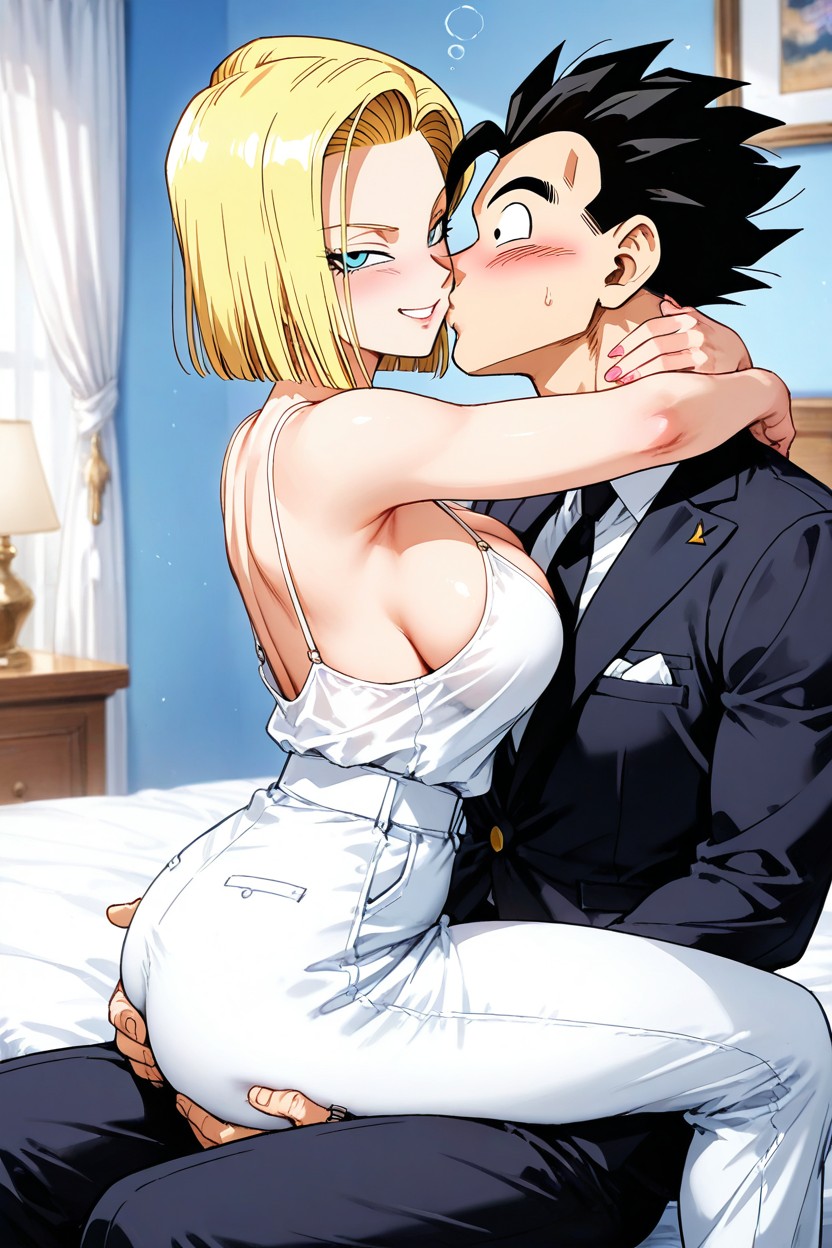 Husband And Wife Gohan Has His Hands On His Buttocks, 25+, Toned Body And Athletic Hentai AI Porn