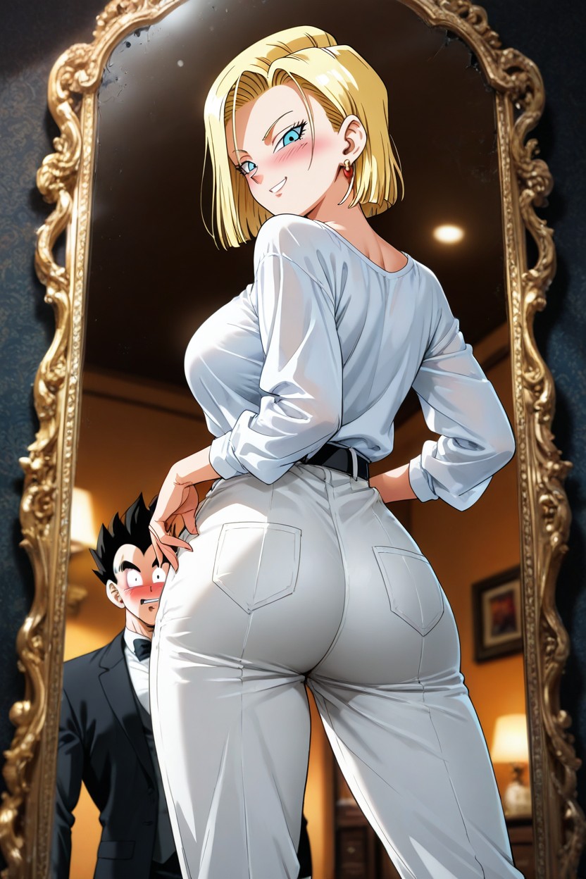 Wearing A Black Formal Suit A Husband And Wife, Medium Ass, At A Straight Hentai AI Porn