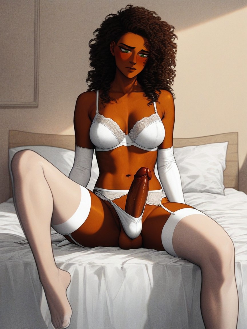 Stockings With Reinforced Toe, Aroused, Dark Brown Skin Hentai AI Porn