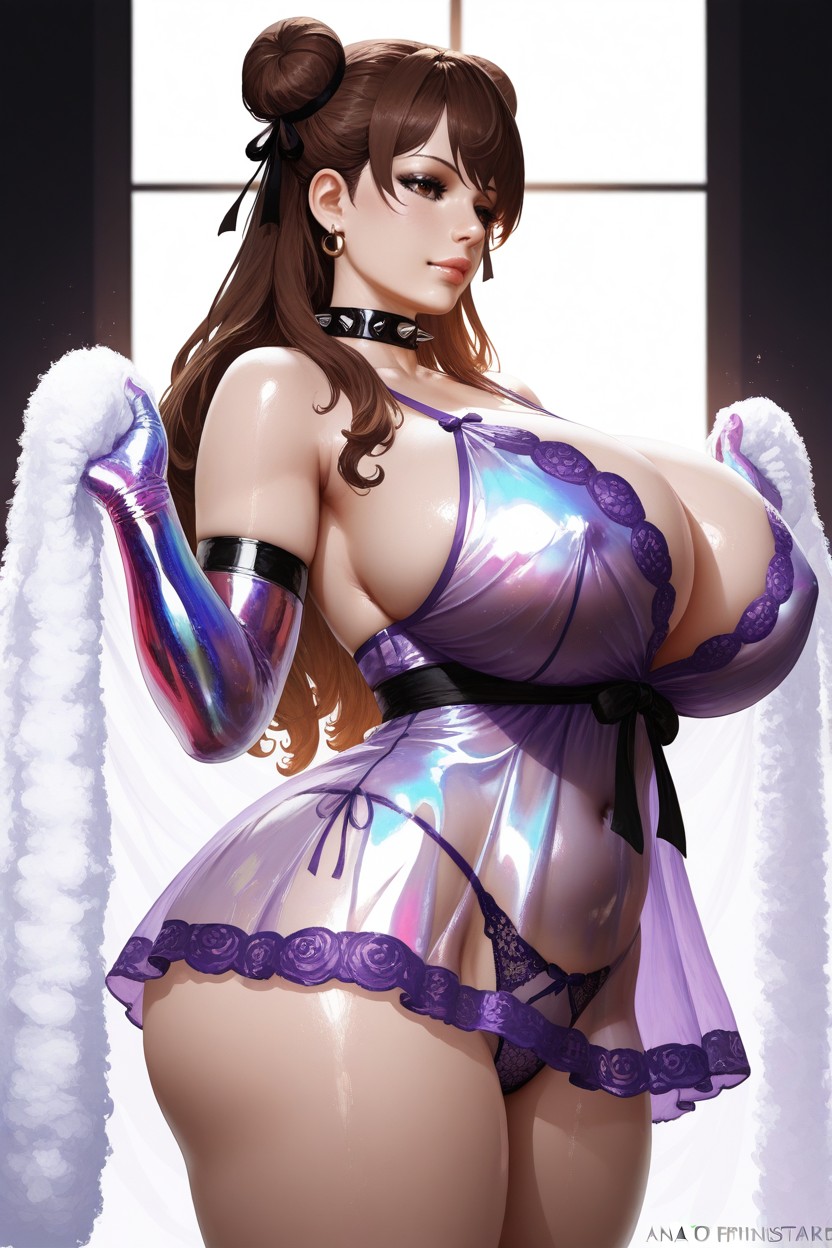 Brown Eyes, Shiny Clothing, Hyper Variable Cfg Hentai AI Porn
