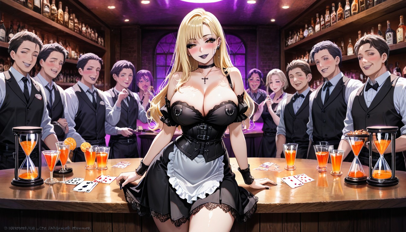 Gothic Corset With Lace Details, Gambling, In A Bar Hentai AI Porn