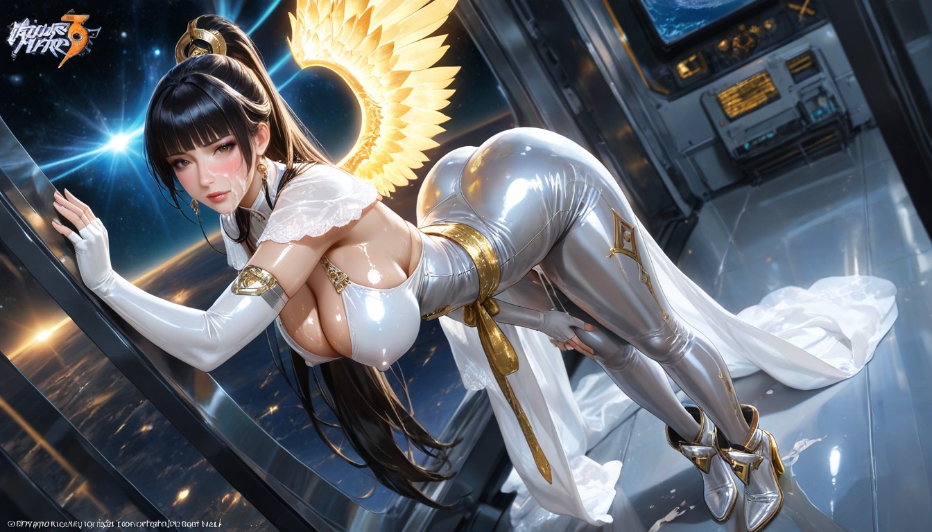 Oiled Skin, Korean Woman With Brown Eyes And Black Hair, Best Detailed Hair Hentai AI Porn