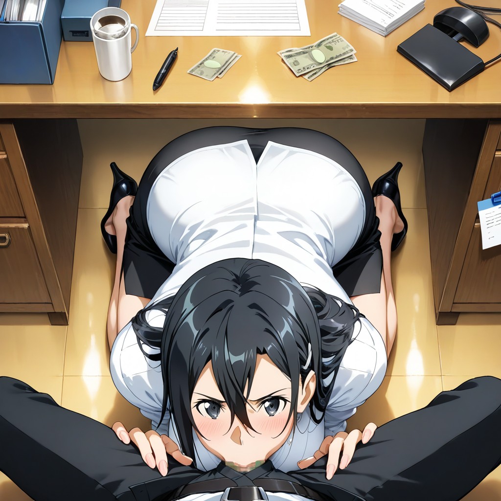 High Resolution, Crouching Down, Standing On High Heels Hentai AI Porn