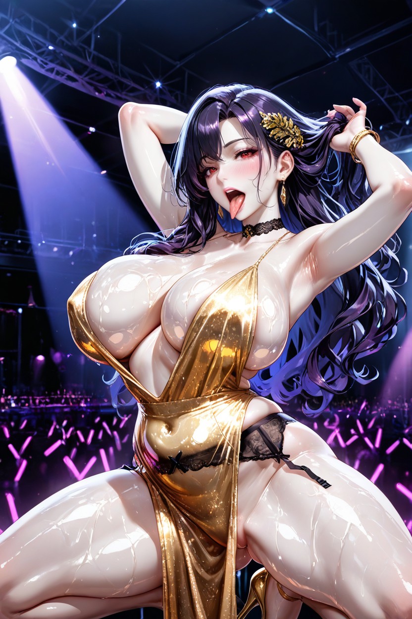 Sharp Seducing Eyes, Revealing Dress, Ear Piercing Hentai AI Porn