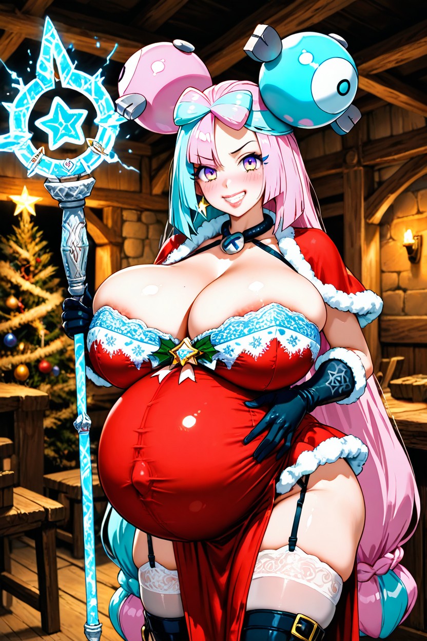 Cleavage, Very Detailed Face, Purple Eyes Hentai AI Porn